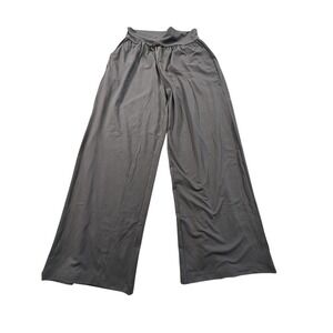 Gracy Yoga Women Large Lounge Pants Wide Leg Gray‎ Stretch Waist Pockets EUC